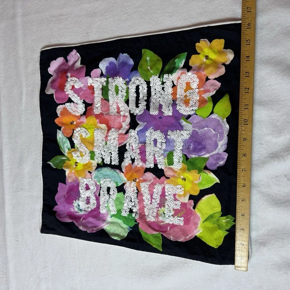Pottery Barn MayBaby Pillow Case Cover Strong Smart Brave‎ Sequin Meg Deangelis